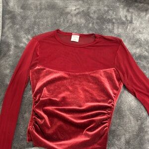 Wild Fable Red Velvet Long Sleeve Top